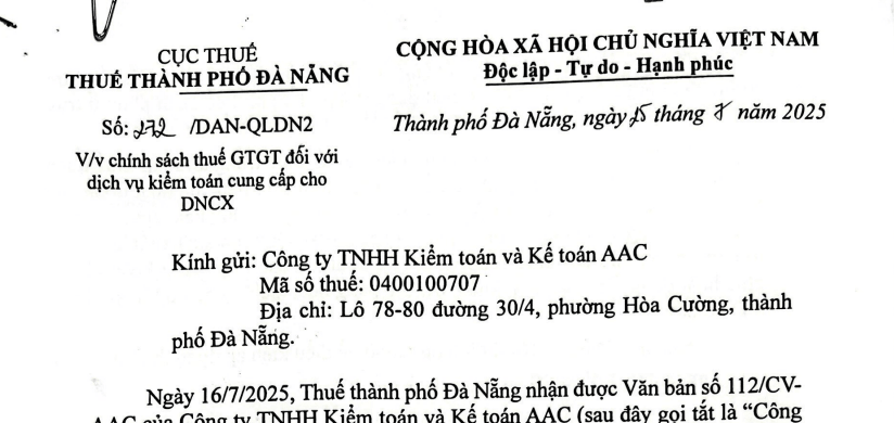 Công văn 864: Hướng dẫn mới về chính sách thuế GTGT đối với dịch vụ kiểm toán cung cấp cho DNCX