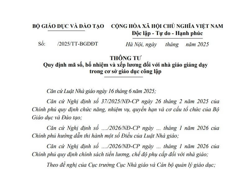 Đã có dự thảo Thông tư xếp lương với giáo viên và giảng viên giảng dạy trong cơ sở giáo dục công lập