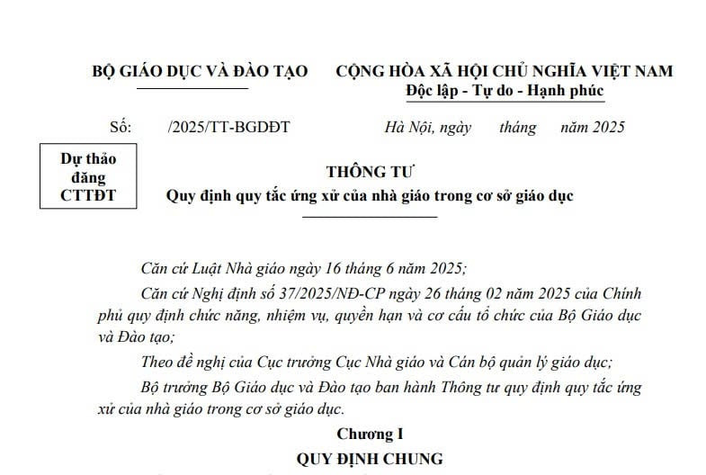 Cập nhật dự thảo Thông tư quy tắc ứng xử của nhà giáo trong cơ sở giáo dục 