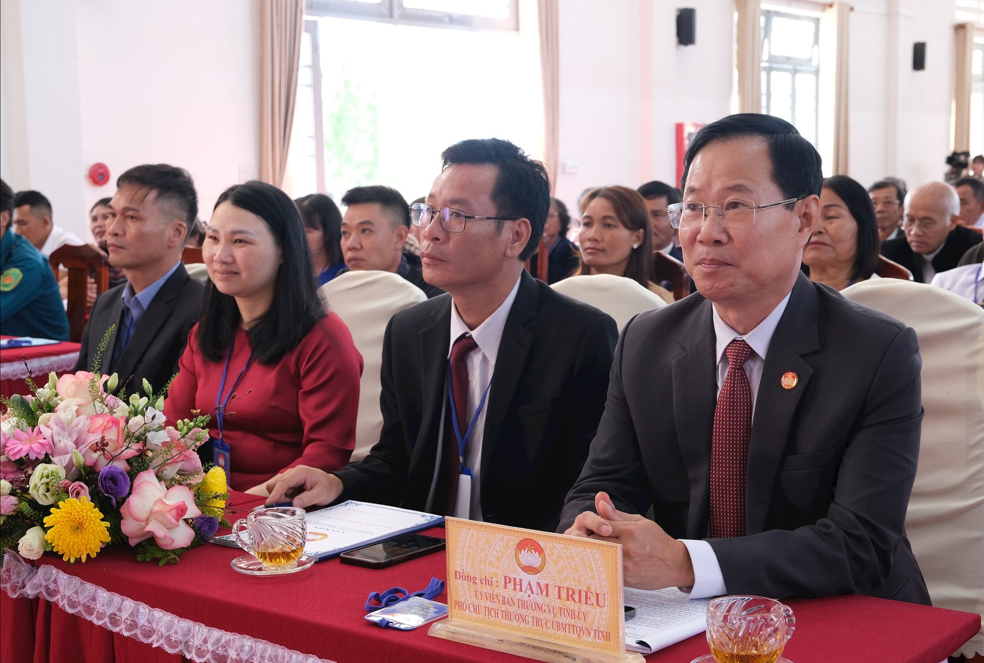 Đồng chí Phạm Triều, Ủy viên Ban Thường vụ Tỉnh ủy, Phó Chủ tịch Thường trực Ủy ban MTTQ Việt Nam tỉnh phát biểu chỉ đạo tại Đại hội