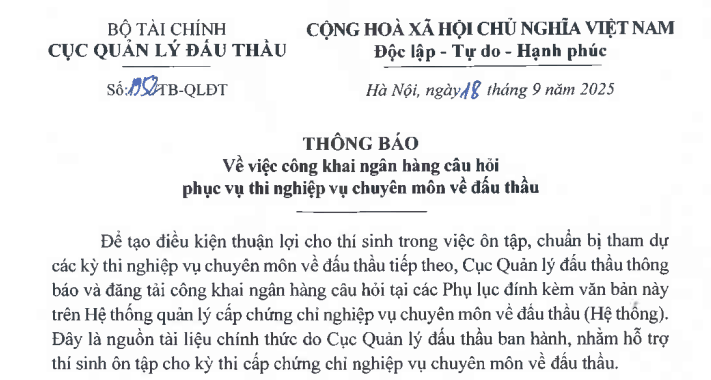 200 câu hỏi phục vụ thi nghiệp vụ chuyên môn về đấu thầu mới nhất 2025