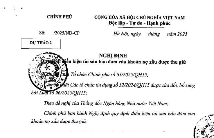 Cập nhật dự thảo Nghị định quy định điều kiện tài sản bảo đảm của khoản nợ xấu được thu giữ