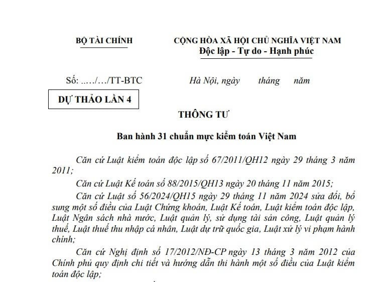 Cập nhật dự thảo Thông tư ban hành 31 chuẩn mực kiểm toán Việt Nam 