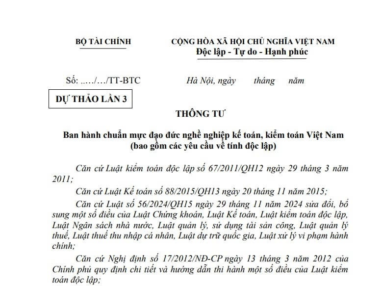 Cập nhật dự thảo Thông tư chuẩn mực đạo đức nghề nghiệp kế toán, kiểm toán Việt Nam