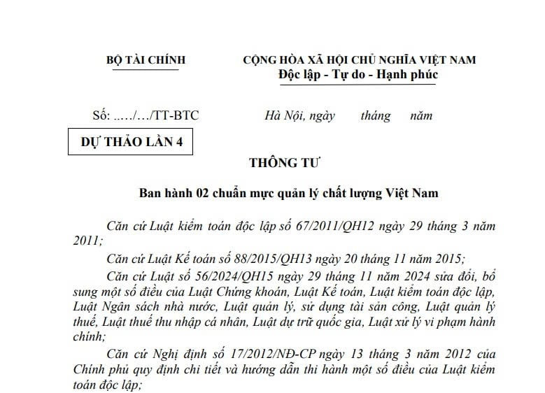 Cập nhật dự thảo Thông tư ban hành 02 chuẩn mực quản lý chất lượng Việt Nam