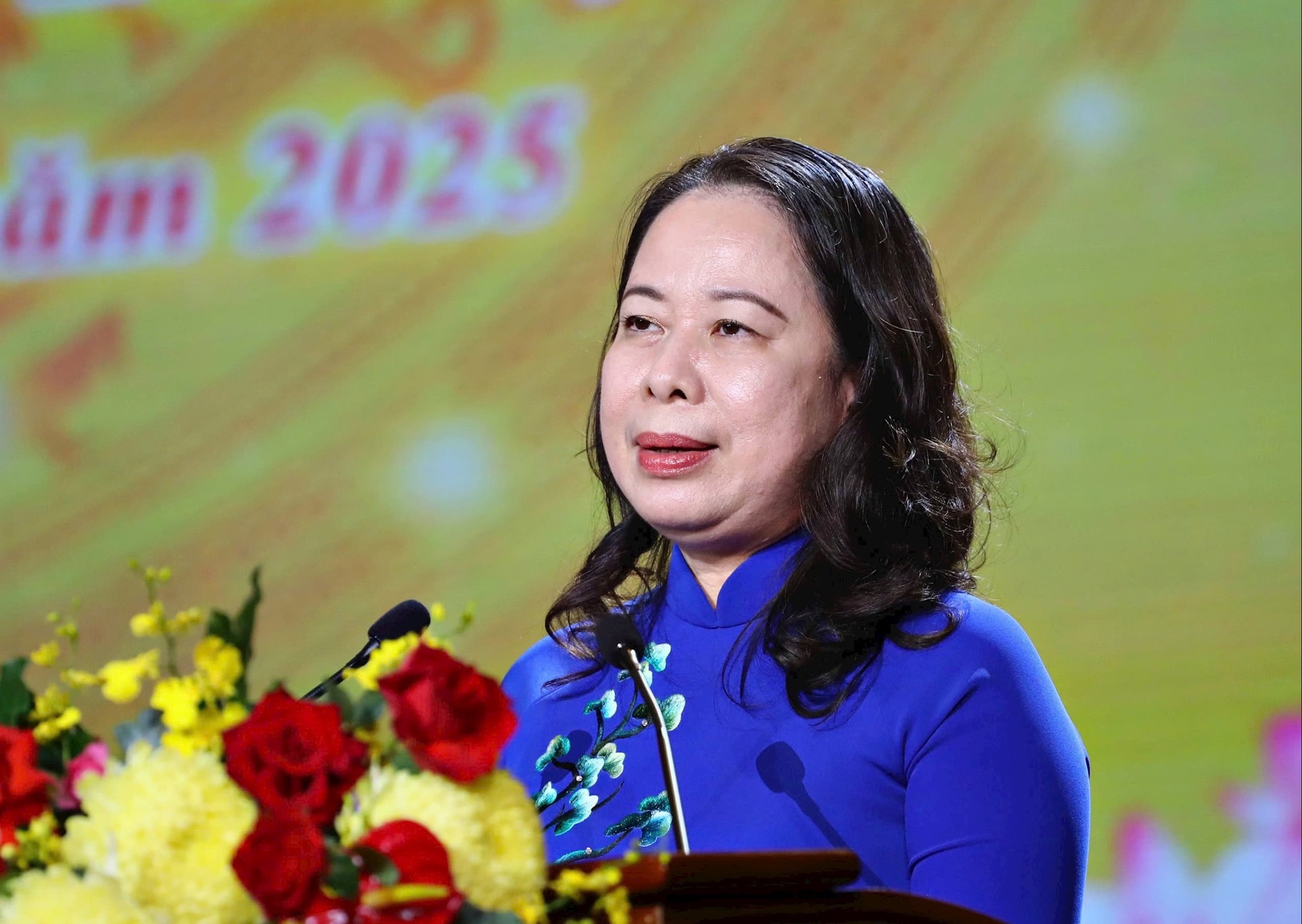 Ủy viên Trung ương Đảng, Phó Chủ tịch nước Cộng hòa xã hội chủ nghĩa Việt Nam Võ Thị Ánh Xuân phát biểu tại Đại hội