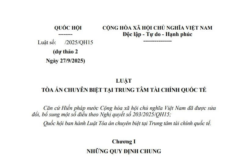 Cập nhật dự thảo Luật Tòa án chuyên biệt tại trung tâm tài chính quốc tế 