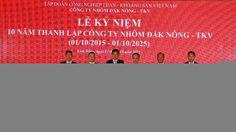 Phó Bí thư Tỉnh ủy Lâm Đồng Lưu Văn Trung trao Bằng khen của Chủ tịch Ủy ban nhân dân tỉnh Lâm Đồng tặng các cá nhân có thành tích xuất sắc của Công ty Nhôm Đắk Nông-TKV. ndo_br_2.jpg