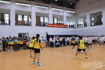 Trận đấu giữa đội Đảng bộ Văn phòng Ủy ban nhân dân tỉnh và Đảng bộ Sở Tài chính diễn ra sôi nổi.