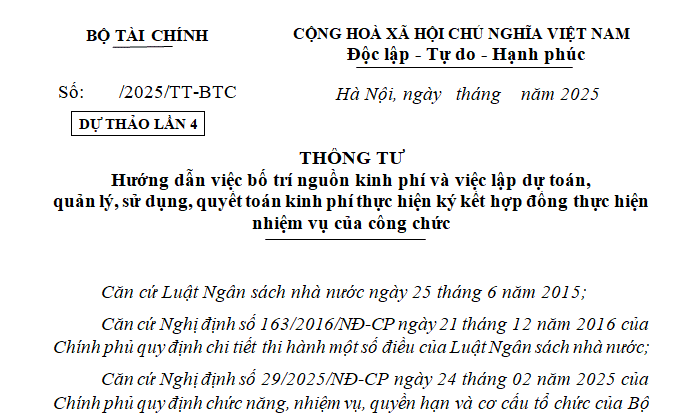 Đã có dự thảo Thông tư hướng dẫn kinh phí thực hiện hợp đồng nhiệm vụ công chức