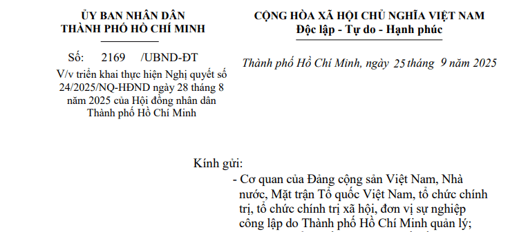 Công văn 2169/UBND-ĐT hướng dẫn chính sách hỗ trợ tiền thuê nhà cho CBCCVC tại TPHCM