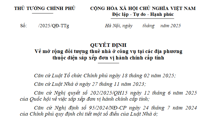 Đã có dự thảo Quyết định mở rộng đối tượng thuê nhà ở công vụ tại địa phương sáp nhập