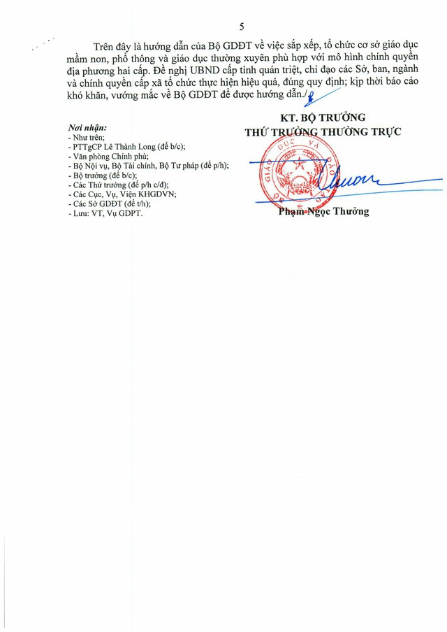 Công văn 6165/BGDĐT-GDPT: Hướng dẫn SẮP XẾP, TỔ CHỨC LẠI mạng lưới các TRƯỜNG MẦM NON, PHỔ THÔNG, cơ sở GIÁO DỤC THƯỜNG XUYÊN- Ảnh 5.