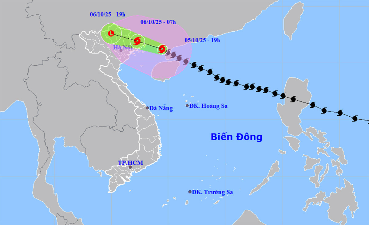 Bản đồ dự báo đường đi, khu vực ảnh hưởng của bão số 11 Matmo. (Nguồn: NCHMF)