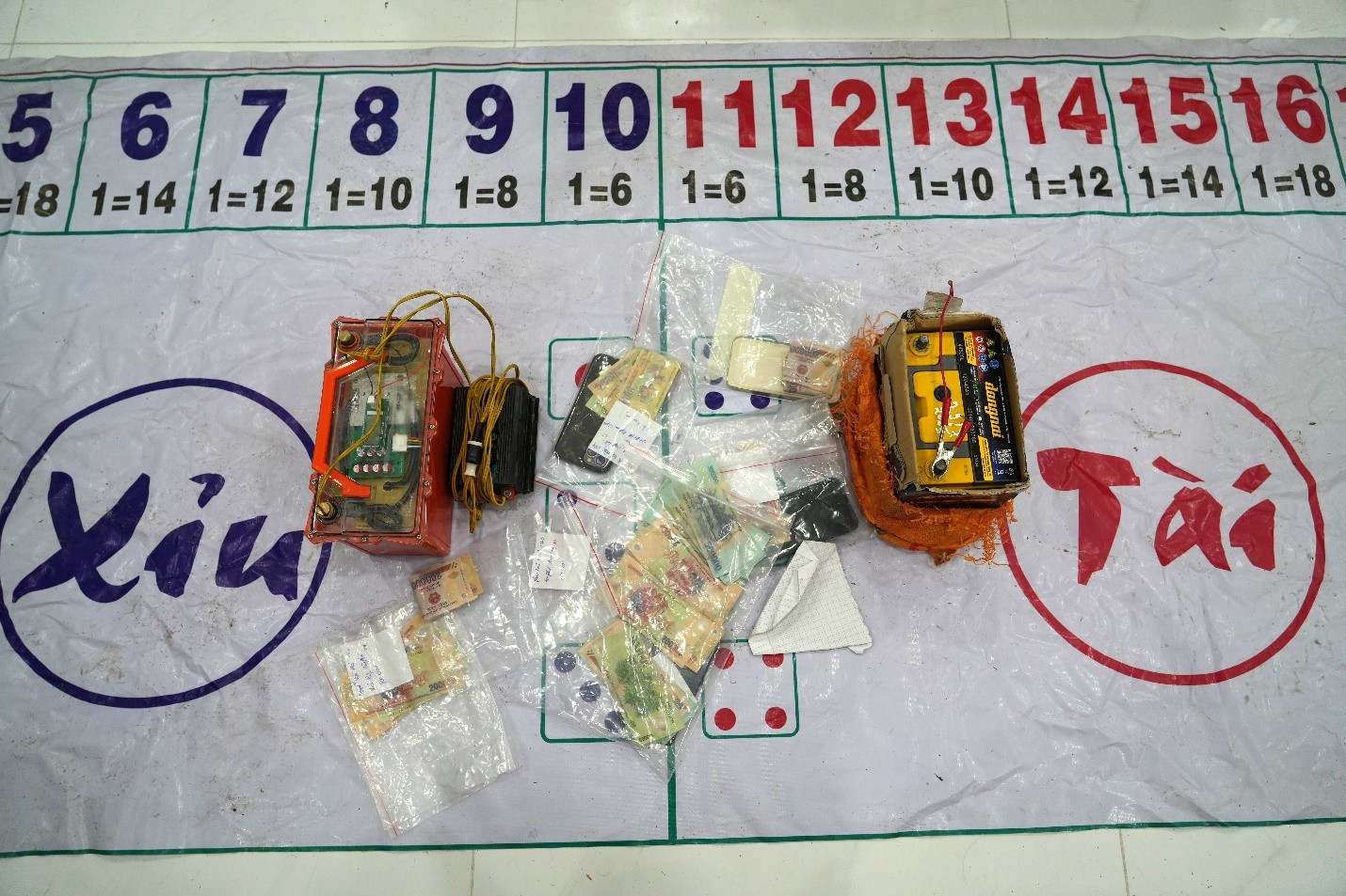 Các đối tượng cùng tang vật 