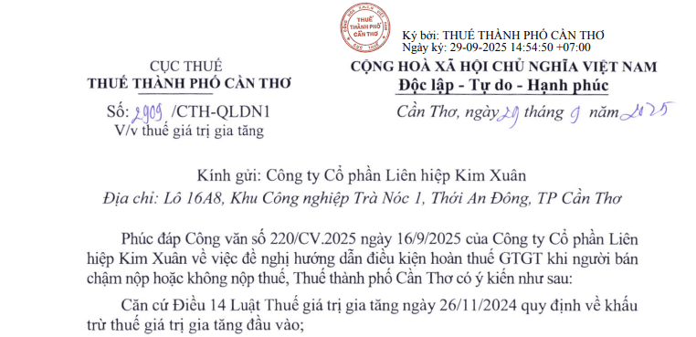 Công văn 2909: Hướng dẫn mới về hoàn thuế GTGT khi người bán chậm nộp hoặc không nộp thuế