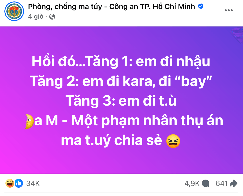 Admin fanpage Phòng, chống ma túy - Công an TP. Hồ Chí Minh gây sốt mạng.