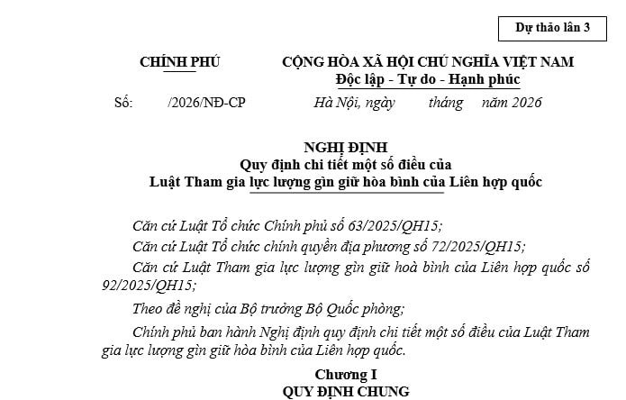 Đã có dự thảo Nghị định hướng dẫn Luật Tham gia lực lượng gìn giữ hòa bình của Liên hợp quốc 2025