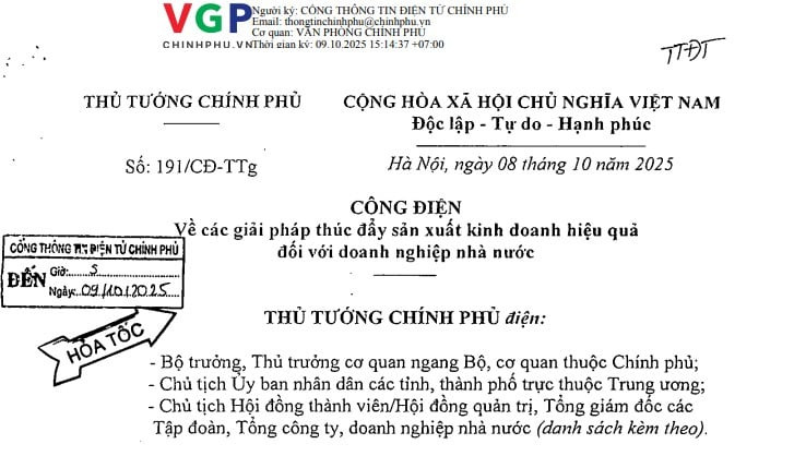 Các giải pháp thúc đẩy sản xuất kinh doanh hiệu quả đối với doanh nghiệp nhà nước theo Công điện 191/CĐ-TTg