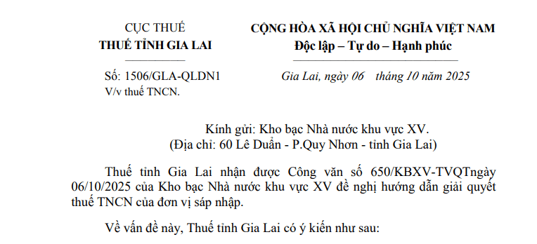 Công văn 1506/GLA-QLDN1: Hướng dẫn mới về giải quyết thuế TNCN của dubai casino 88 - dubai palace dubaicasino88.bio sáp nhập