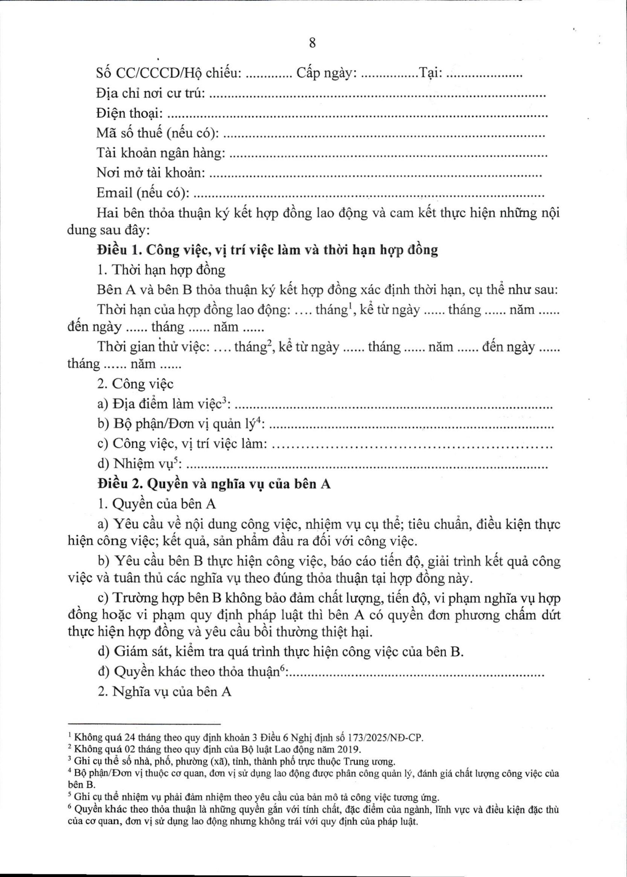 Mẫu hợp đồng lao động thực hiện nhiệm vụ của công chức áp dụng từ 16/11- Ảnh 2.