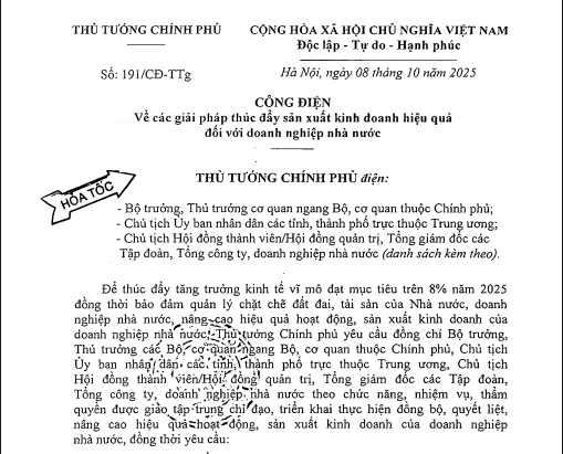 Đã có Công điện 191/CĐ-TTg về các giải pháp thúc đẩy sản xuất kinh doanh hiệu quả đối với doanh nghiệp nhà nước (Hình ảnh từ Internet)