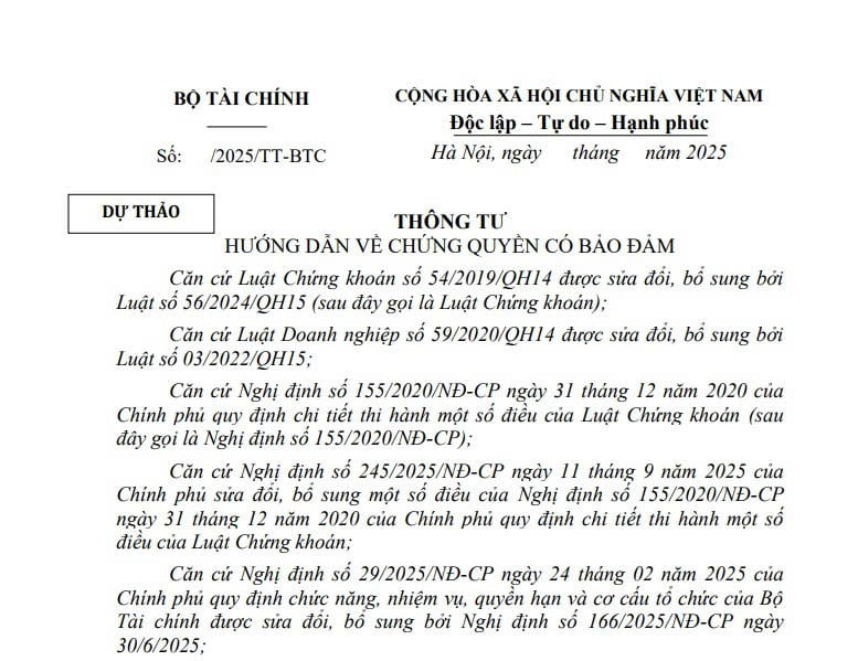 Cập nhật dự thảo Thông tư hướng dẫn về chứng quyền có bảo đảm
