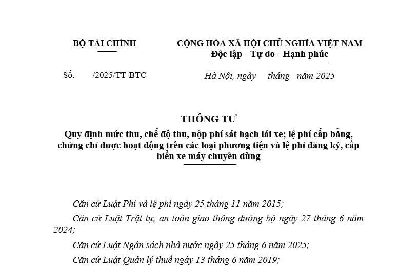 Cập nhật dự thảo Thông tư quy định mức phí sát hạch lái xe