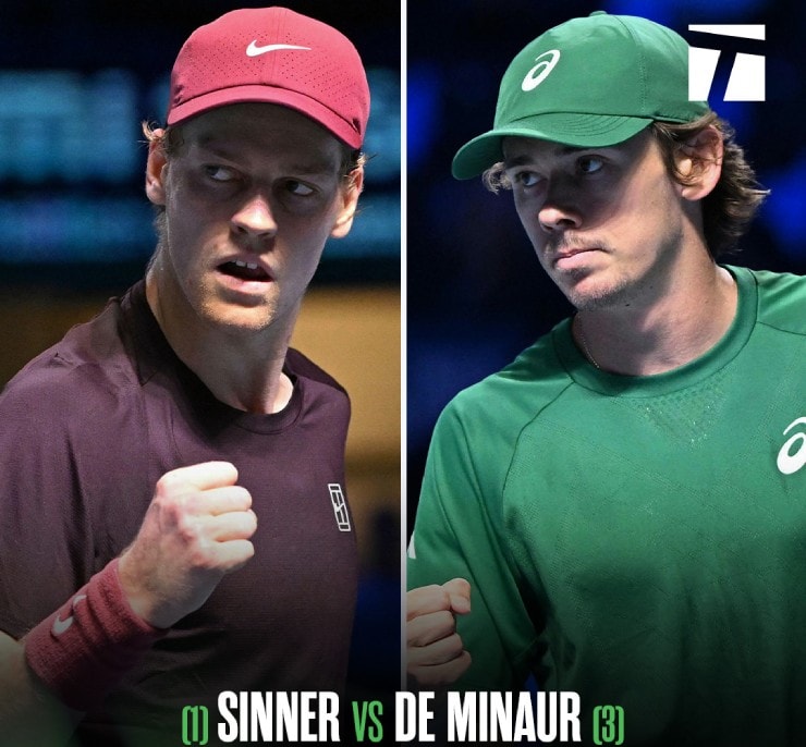 Sinner quá vượt trội so với De Minaur