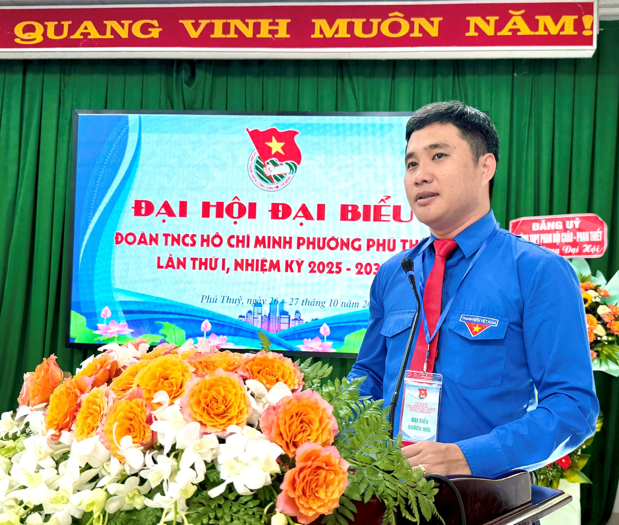 đồn chí Trương Minh Quang, Tỉnh ủy viên, Phó Chủ tịch Ủy ban MTTQ Việt Nam tỉnh, Bí thư Tỉnh đoàn Lâm Đồng phát biểu chỉ đạo tại Đại hội.