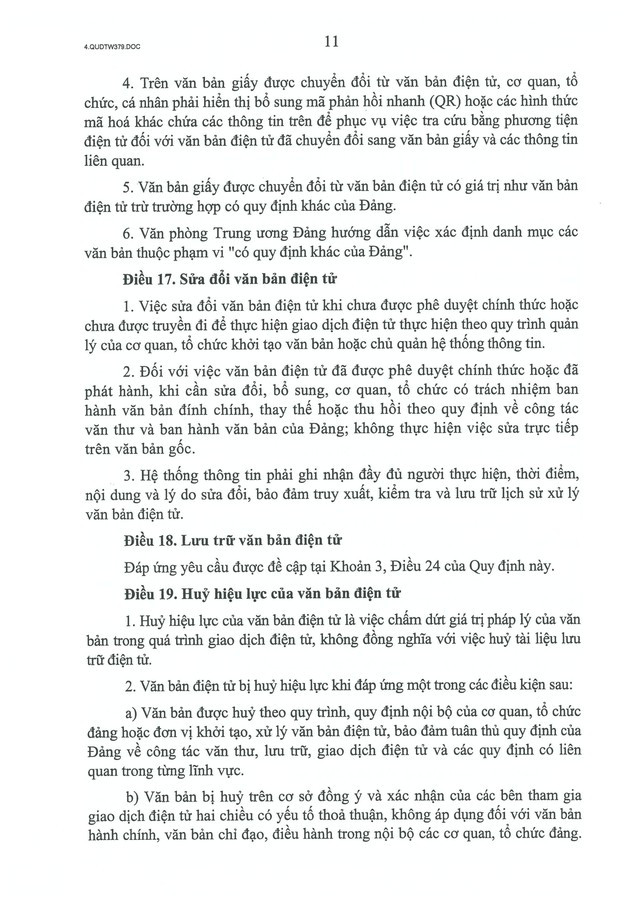 Quy định số 379-QĐ/TW về thực hiện giao dịch điện tử trong hoạt động của các cơ quan, tổ chức đảng- Ảnh 11.