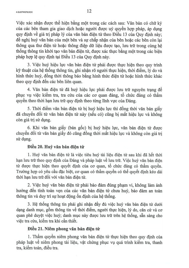 Quy định số 379-QĐ/TW về thực hiện giao dịch điện tử trong hoạt động của các cơ quan, tổ chức đảng- Ảnh 12.