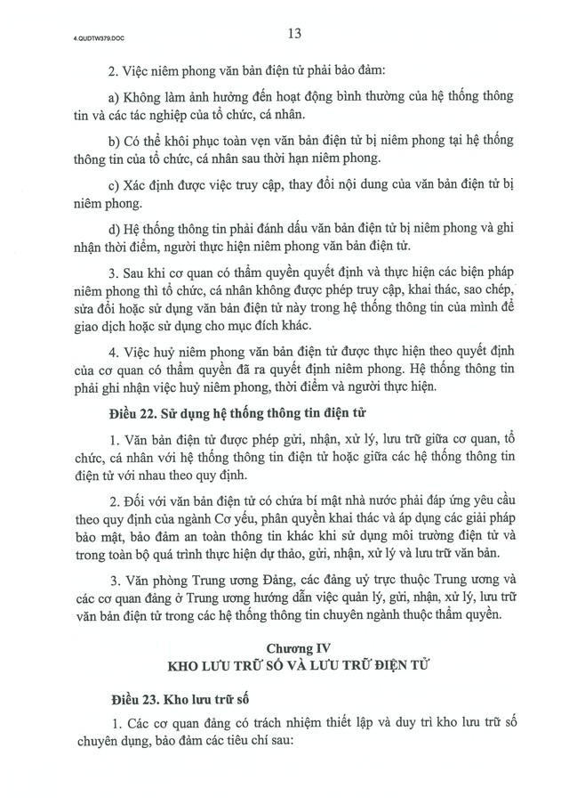 Quy định số 379-QĐ/TW về thực hiện giao dịch điện tử trong hoạt động của các cơ quan, tổ chức đảng- Ảnh 13.