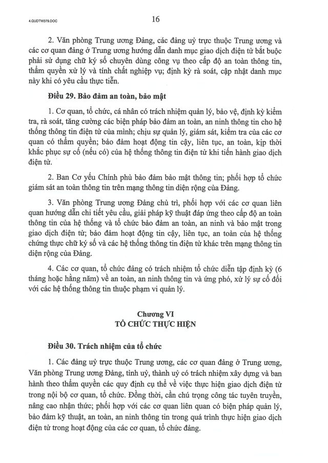 Quy định số 379-QĐ/TW về thực hiện giao dịch điện tử trong hoạt động của các cơ quan, tổ chức đảng- Ảnh 16.