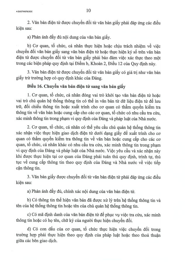 Quy định số 379-QĐ/TW về thực hiện giao dịch điện tử trong hoạt động của các cơ quan, tổ chức đảng- Ảnh 10.