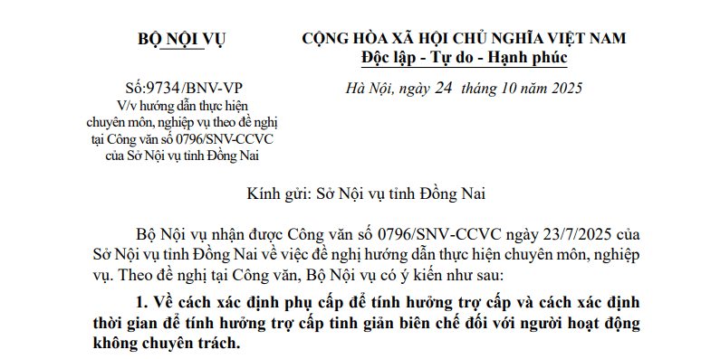 Đã có Công văn 9734/BNV-VP về tinh giản biên chế đối với cán bộ không chuyên trách