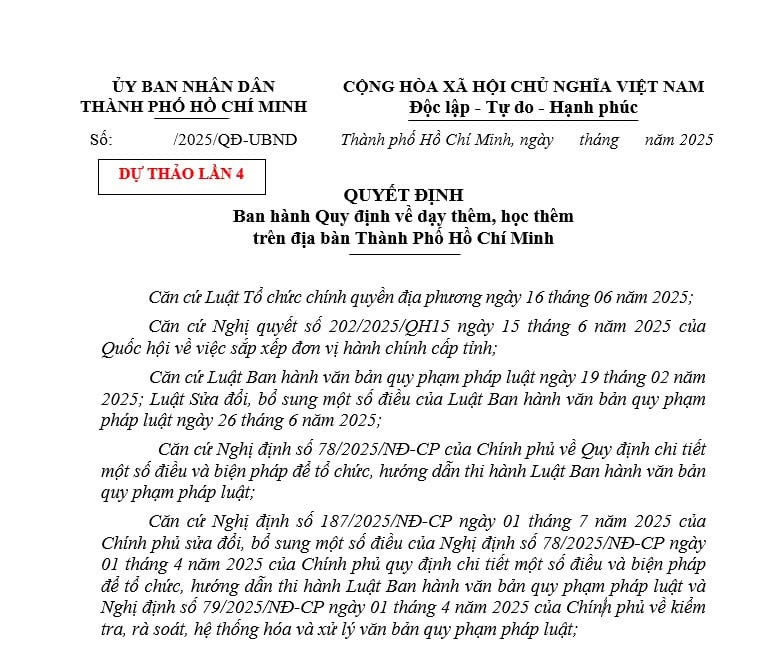 Cập nhật dự thảo Quyết định quy định về dạy thêm học thêm tại TPHCM 
