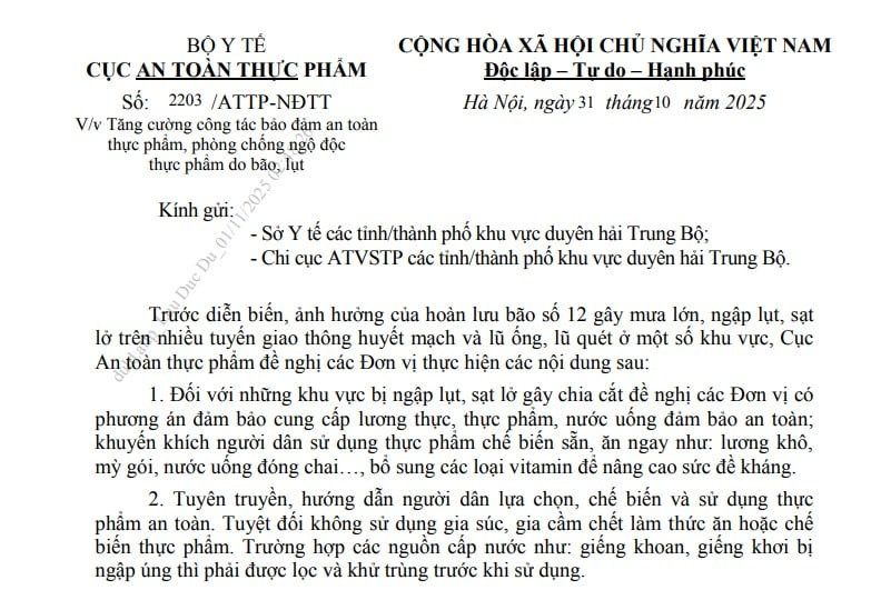 Tăng cường công tác bảo đảm an toàn và phòng chống ngộ độc thực phẩm do bão lụt năm 2025