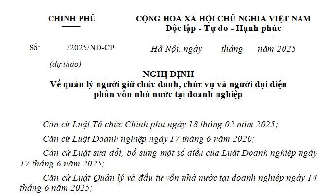 Đã có dự thảo Nghị định về quản lý người đại diện vốn nhà nước tại doanh nghiệp