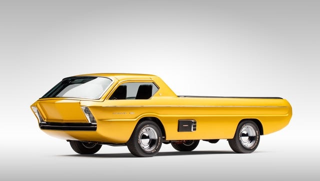 Xe concept Dodge Deora với màu sơn vàng đặc trưng.