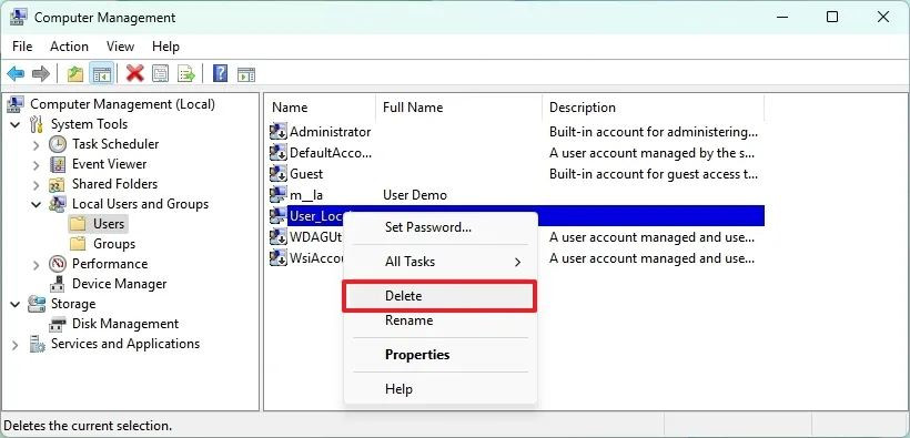 Sử dụng lệnh net user trong Command Prompt để xóa tài khoản.