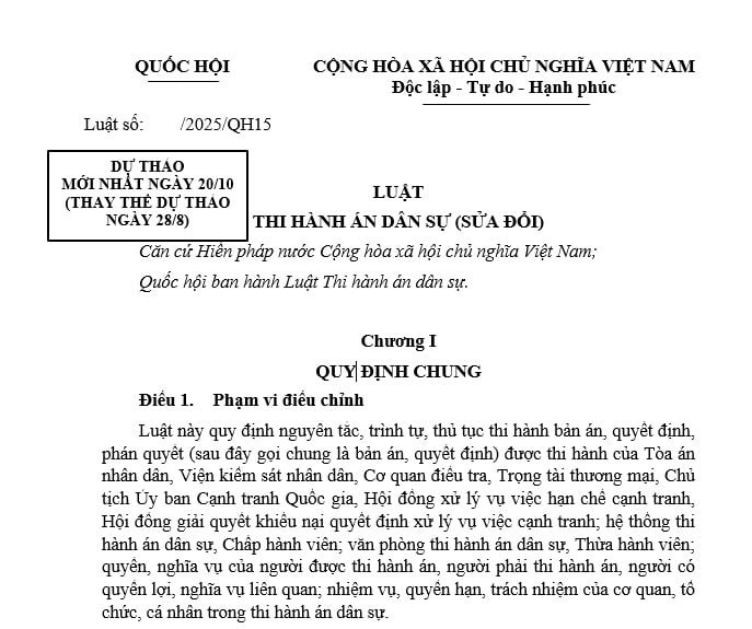 Đã có dự thảo Luật Thi hành án dân sự (sửa đổi)