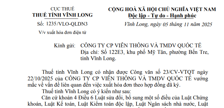 Công văn 1235 hướng dẫn mới về xuất hóa đơn điện tử theo hợp đồng đã ký