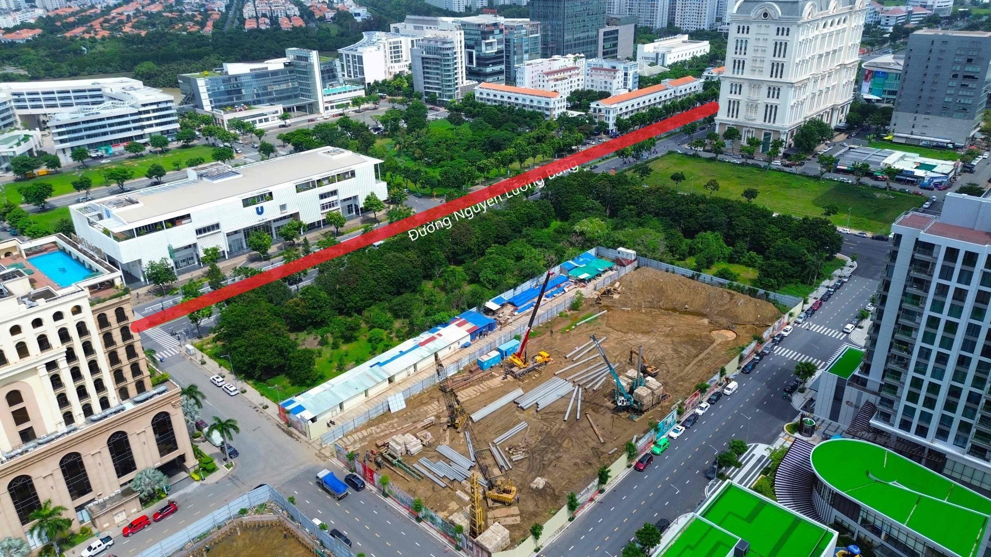 Hướng tuyến đi qua đường Nguyễn Lương Bằng và khu vực Nhà Bè.