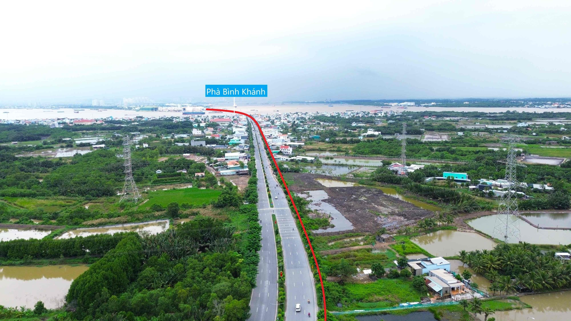 Tuyến đường sắt sẽ vượt sông Soài Rạp để đến Cần Giờ.