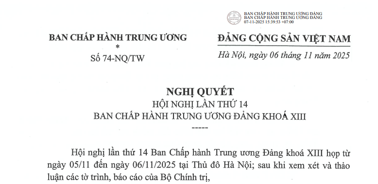 Đã có Nghị quyết 74-NQ/TW thống nhất giới thiệu nhân sự tham gia Bộ Chính trị, Ban Bí thư khóa XIV