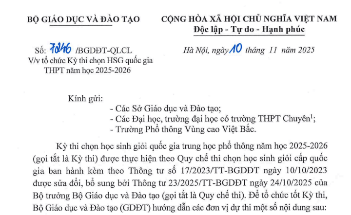 Đã có Công văn 7246/BGDĐT-QLCL về Kỳ thi Db451 sòng bạc trực tuyến giỏi Dubai Link mới Dubai888 Cá Cược THPT năm học 2025-2026