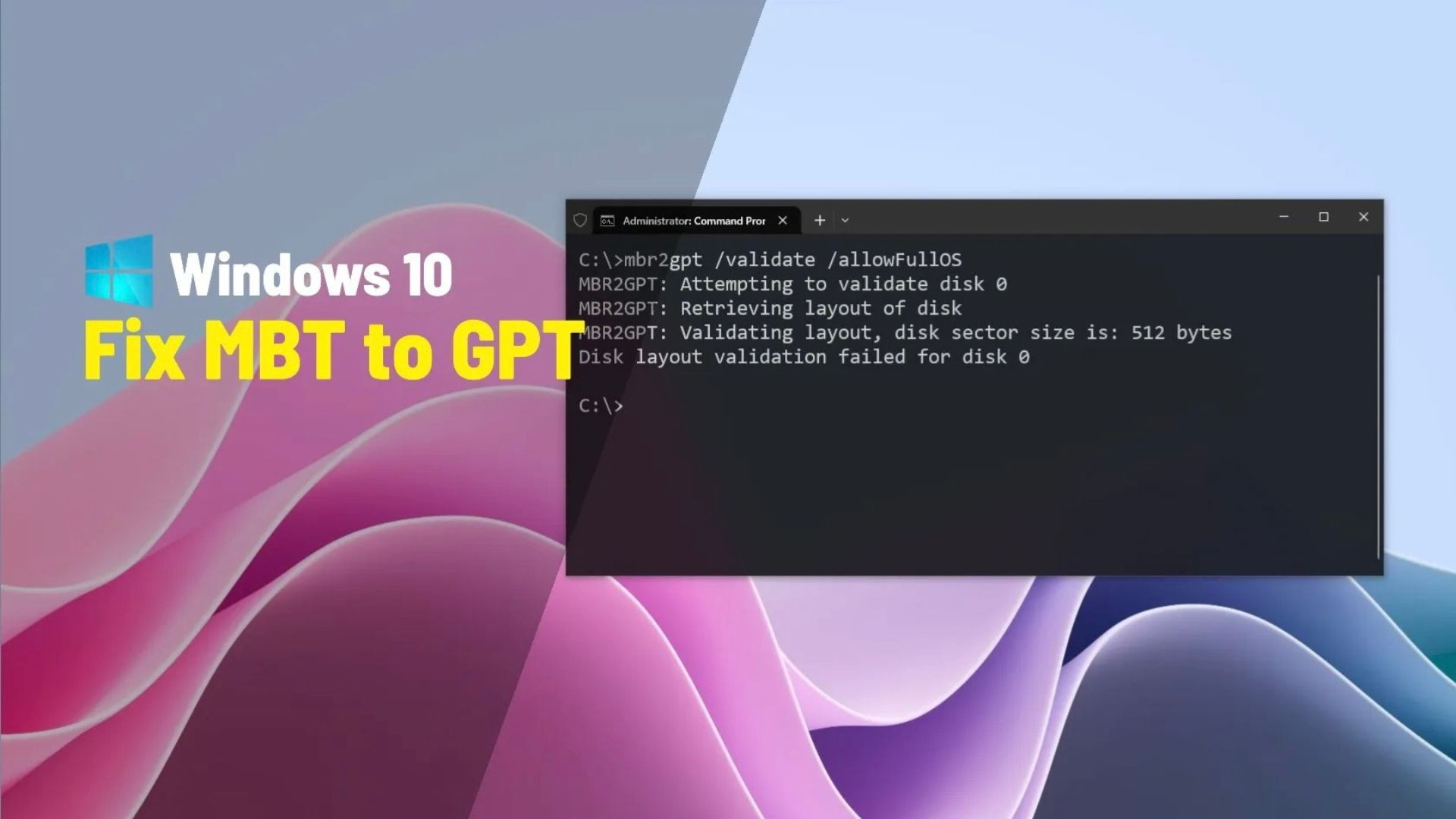 cach khac phuc loi chuyen doi o cung tu MBR sang GPT tren Windows 101
