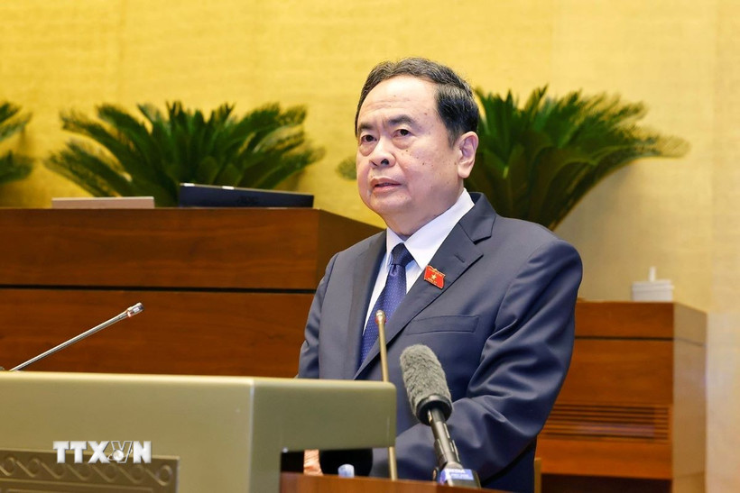 Chủ tịch Quốc hội Trần Thanh Mẫn, Chủ tịch Hội đồng Bầu cử Quốc gia phát biểu khai mạc Dubai casino 68. (Ảnh: Doãn Tấn/TTXVN)