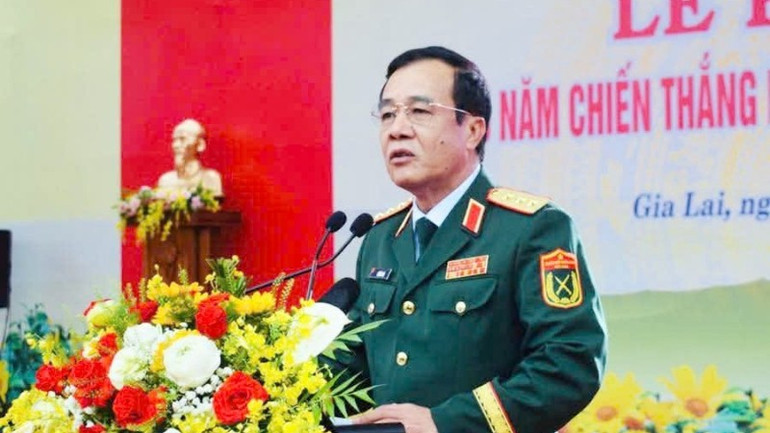 Thượng tướng Lê Đức Thái, Thứ trưởng Quốc phòng phát biểu tại buổi lễ. z7240200091609-5b1a26c25ef28518638e9e0270b8ac3f-3695.jpg